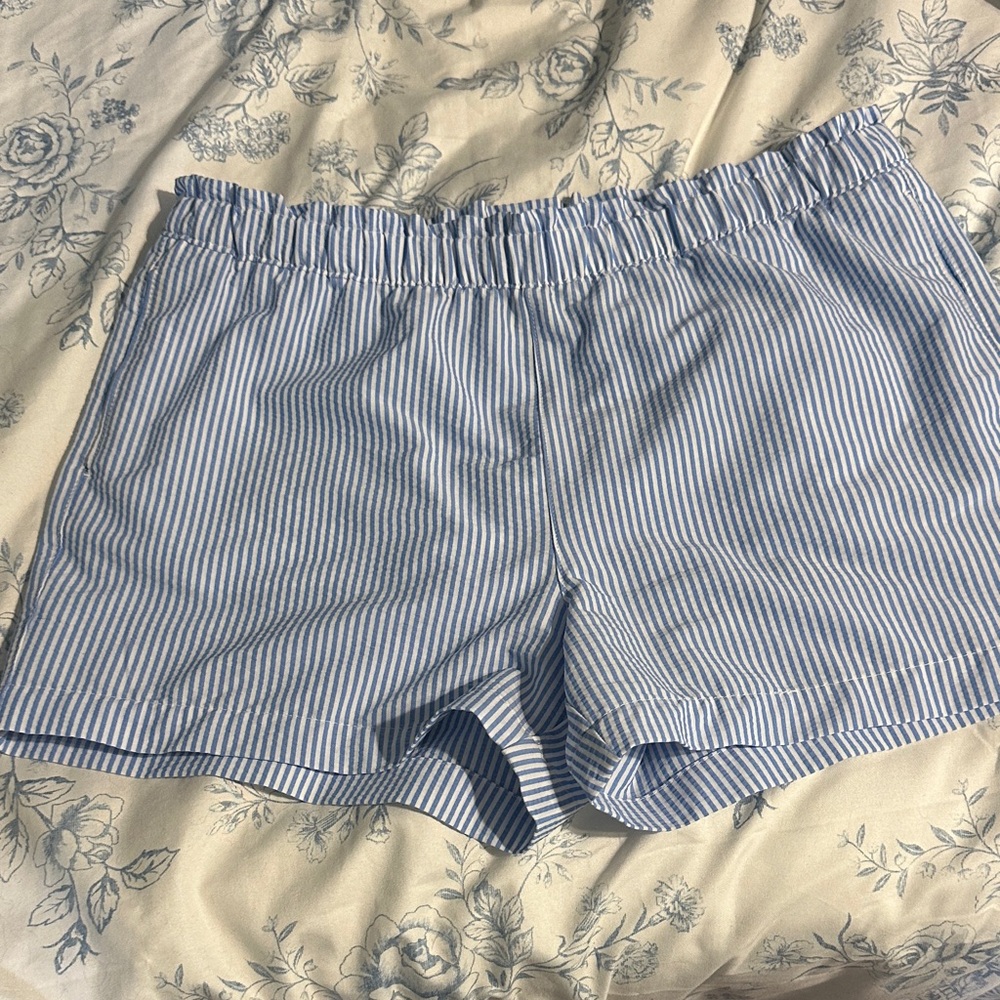 Magellan Outdoors Blue & White Striped Cotton Sleep Shorts